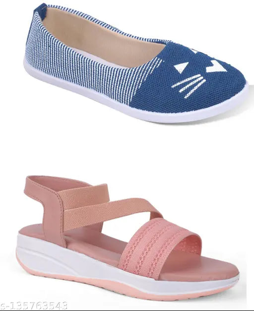 Lightweight, breathable combo pack of 2 bellies for women, slip-on design with non-slip, shockproof sole