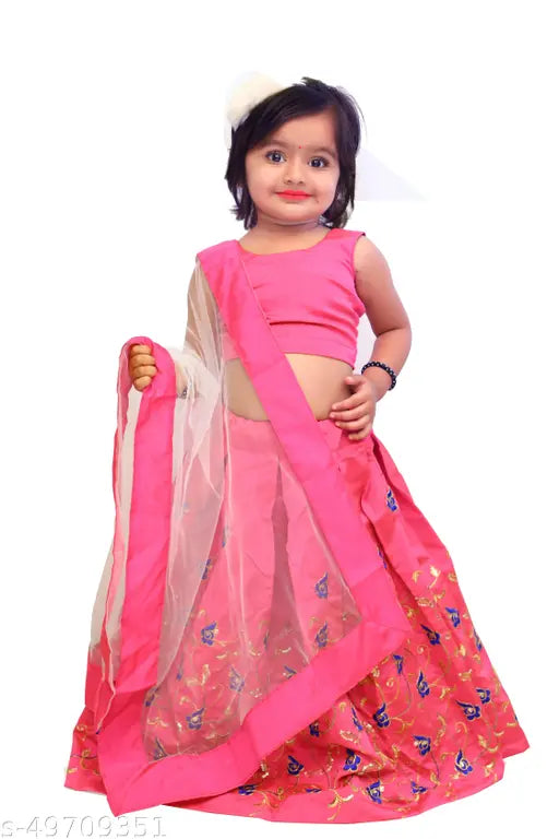 Taffeta silk kids lehanga cholis, self-designed, stitched with embellishments. Gorgeous ethnic wear for all occasions