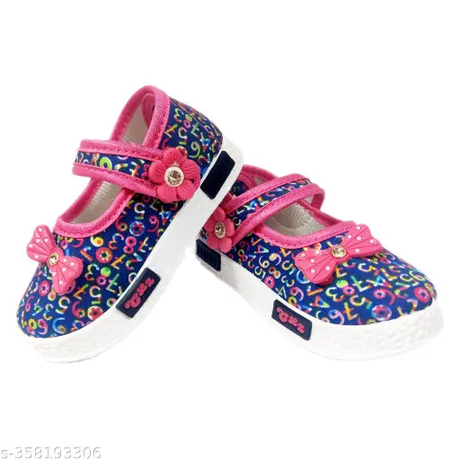 Cute1 ballet flat for kids, polyester and PVC printed shoes in vibrant shade, suitable for casual, sports, parties, and all weather conditions. Velcro closure for easy wear." (120 characters)