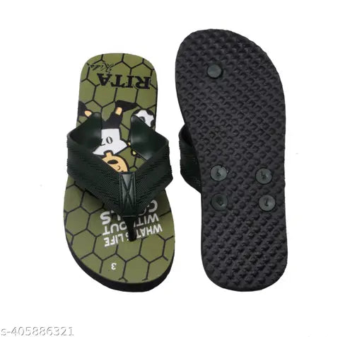 Olive printed net rubber sole shoes for kids aged 4.5-10 years, made in India