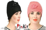 Warm, textured wool beanie caps (Black, Gajri color), perfect for winter for girls and women - pack of 2