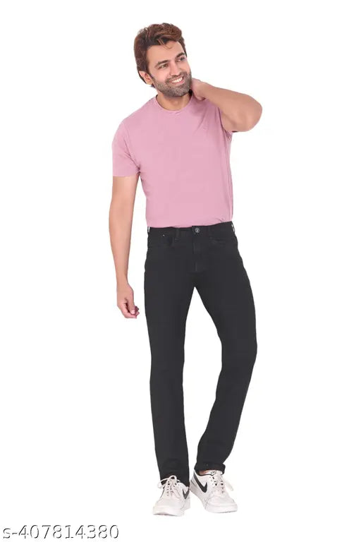 REGY Men's slim black denim jeans - premium quality, classic fit for a stylish wardrobe essential
