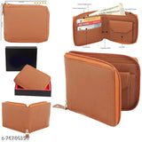 Men MN31 pure leather wallet, solid brown free size (10cm x 11cm), premium genuine leather accessory from India