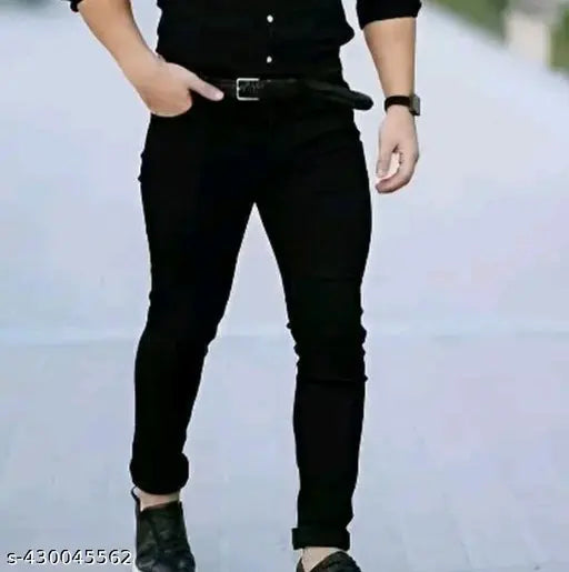 Stylish men's black denim slim-fit jeans: timeless, versatile, affordable
