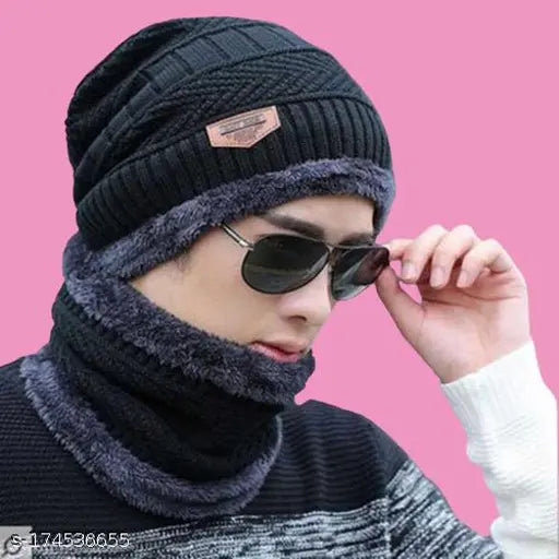 Woolen Capneck Set - Comfortable, fashionable, onesize men's wool cap & neck, soft hand feel, perfect for fall, made in China