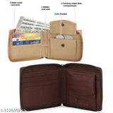 Vegan leather round zip wallet, faux leather organizer for men's & women's, 2 compartments, India-made