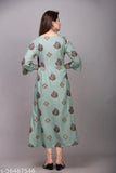 Mint Green Prinred Cotton Kurti by Dimple Exports - Three-Quarter Sleeve, printed combo, perfect for ethnic wear