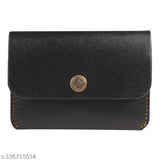 Brown PU genuine leather ATM card holder, compact design for 10 cards & ID