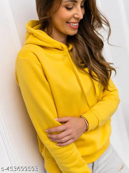 Lazychunks women's cotton blend solid color hooded sweatshirt - long sleeves, various sizes available