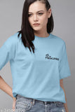 Women's Sky Blue oversized Graphic printed T Shirt