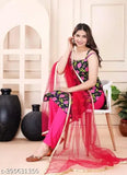 Black cotton dupatta set with zipper closure