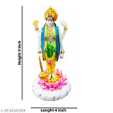 Polyresin multi-colored Vishnu statue, 10-inch God idol for home pooja or gift
