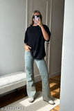 Black oversized long-sleeved t-shirt women's casual wear