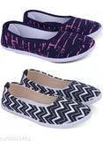 Synthetic bellies, comfortable & fashionable, J N GLOBE latest collection for women & girls PACK OF 2 - printed ballerinas