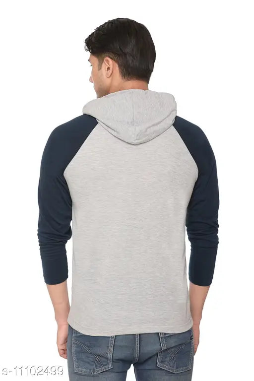 Trendy cotton blend hoodie, men's long-sleeved print t-shirt, size S (chest 38in), made in India