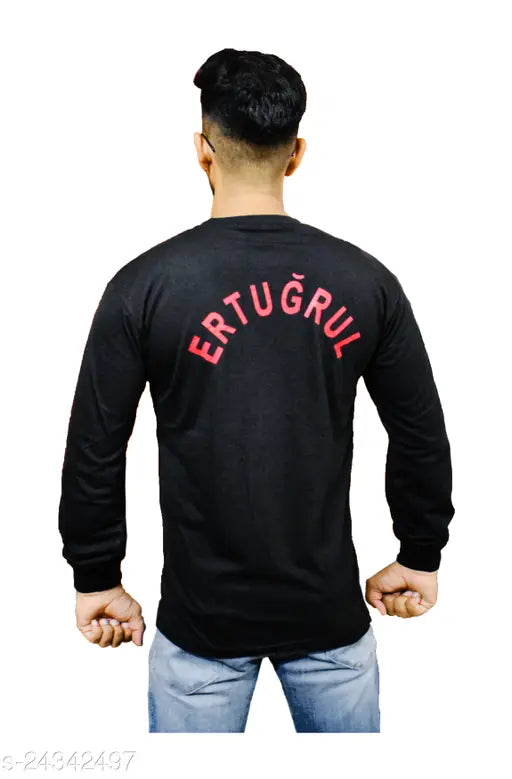 Men's cotton blend Ertugrul Kayi Kabeela T-Shirt, long sleeves, printed pattern, size M (38 in chest), made in India