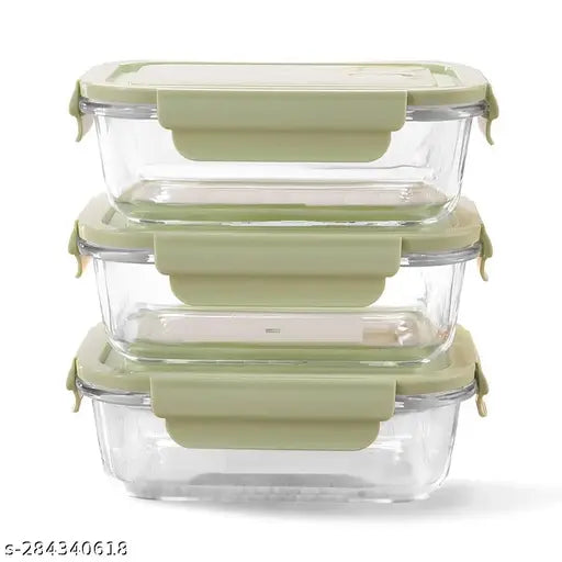 Glass food storage container set, airtight, microwave safe, oven safe, 600 ml rectangular with air vent lid, tiffin bowl for reheating serving, 1 piece