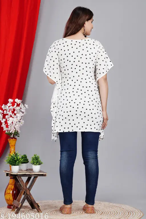 Rayon printed kaftan for daily, office and party wear - vibrant combo, short sleeves, S-XXXL sizes