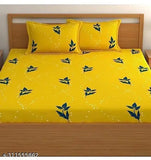 Trendy botanical print polycotton double king bedsheet with elastic fitted 72x72, includes 2 pillow covers for summer comfort