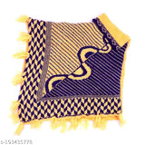 Blue & Yellow Wool High Neck Poncho/Shrug Pullover Cardigan for Kids (2-4 Years), self-design net pattern, comfortable winter fashion wear