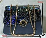 Elegant quilted PU crossbody sling bag, with golden chain straps and a metallic lock, suitable for girls and women