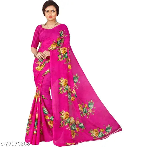 Pink georgette with floral print