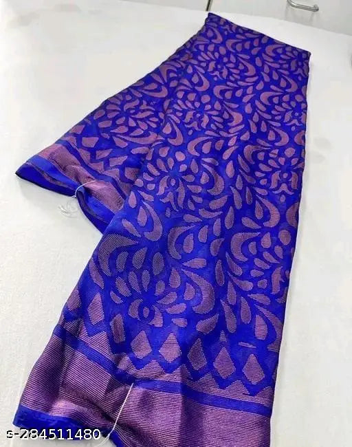 Indian chiffon saree, Brasso printed with zari woven details, free size