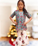 Printed cotton A-line girls kurta set, sizes 6-12 months to 5-6 years, Indian traditional clothing for kids