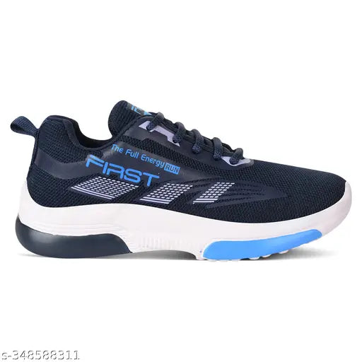 Black, black, and blue lace running shoes for boys