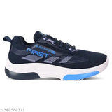Black, black, and blue lace running shoes for boys