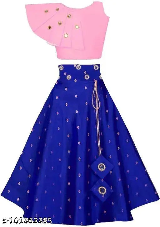 Stylish cotton silk kids' choli with mirror work and butti work, available in multiple colors and sizes from 3-16 years