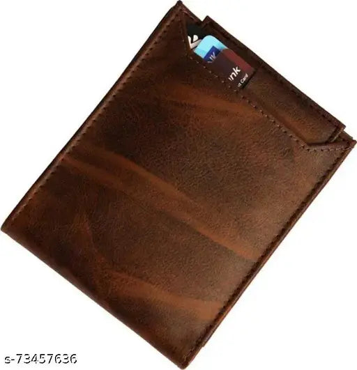 Brown PU Leather Classic World Wallet, 2 compartments, ideal for everyday use