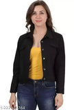 Black cotton blend jacket for girls - stylish solid design, versatile for day or night, Shree Shyam Collection
