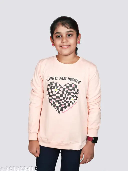 Vertmode Girls cotton sweatshirt, long sleeves, printed net design in 8-14 years sizes, made in India