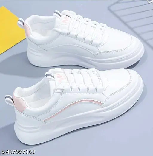 White mesh casual shoes by WOGDAN, lace-up PVC soles for women's fashionable footwear