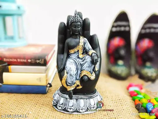 Hand-crafted Indian Palm Buddha Idol for home decor, traditional item with distinctive features. Perfect for Diwali, birthday, corporate events, or as a thoughtful gift