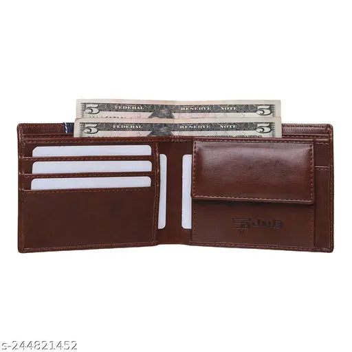 Brown faux leather casual wallet for men, 4 card slots, premium quality