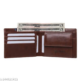 Brown faux leather casual wallet for men, 4 card slots, premium quality