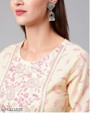 Pretty Designer Women's Rayon Kurtis, three-quarter sleeves, printed combo - M (38in bust), L (40in bust) - high-quality Indian fabric