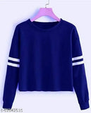 Cotton blend long-sleeve solid Fancy Fashionista women's T-shirt, size S with 34" bust (India)