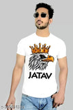 Trendy printed polyester t-shirt, short sleeves, vibrant design - size [size], made in India