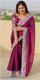 Maroon, embroidered, semi-formal saree with pallu