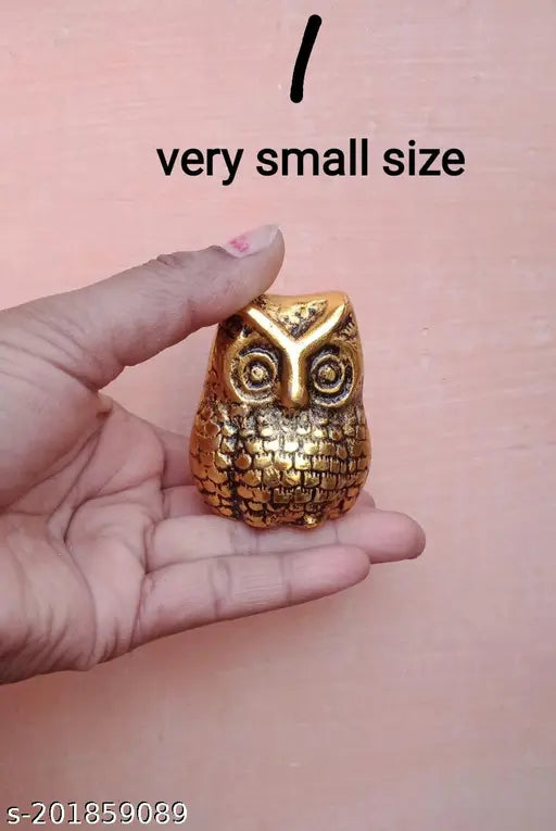 Metal Owl Laxmi Yantra, small Vastu decor piece from India
