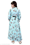 Rayon three-quarter sleeve printed net gown dress for girls, available in multiple sizes from 3-4 to 9-10 years, India origin