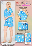 Women's printed polyester night suit set - soft T-shirt & shorts for lounge and sleep, side pockets with elastic/drawstring waist, suitable for women and girls, India origin