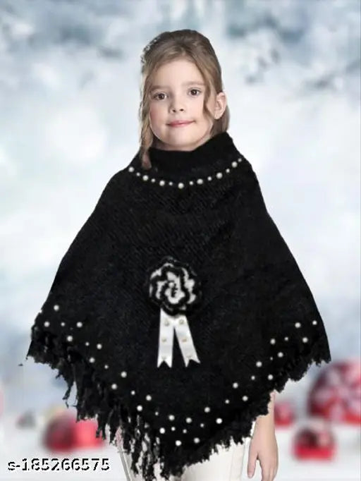 Stylish woolen poncho for kids and women, self-design winter wear in sizes 3-12 years. Sleeveless, easy to wear, keeps you warm and cozy. Limited stock, hurry to buy! #WinterPonchos #KidsGirlsWomen #IndianDesign
