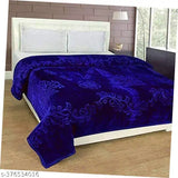 Blue microfiber mink double bed blanket, warm and lightweight for heavy winters