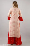 Pink kurta pyjama set with dupatta, rayon material