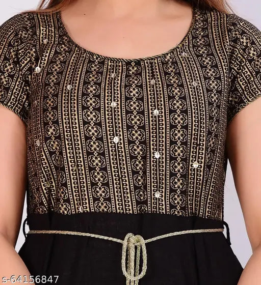 Viscose Rayon YANKA Kurtis, Zari embroidered Anarkali with solid bottom, hand-sequined lace and dori detail, nice back keyhole with button closing. Indian fashion apparel on mannequin