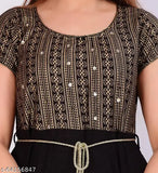 Viscose Rayon YANKA Kurtis, Zari embroidered Anarkali with solid bottom, hand-sequined lace and dori detail, nice back keyhole with button closing. Indian fashion apparel on mannequin